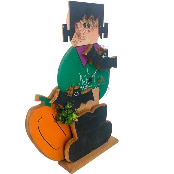 Frankenstein Free Standing Solid Wood Halloween Decor 2’ Tall Bat Indoor Outdoor - Picture 5 of 8